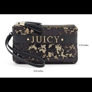 Juicy Couture Black/Gold Sequin Wristlet Wallet